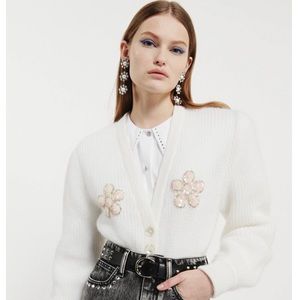 Alessandra Rich Embellished Cropped MohairCardigan